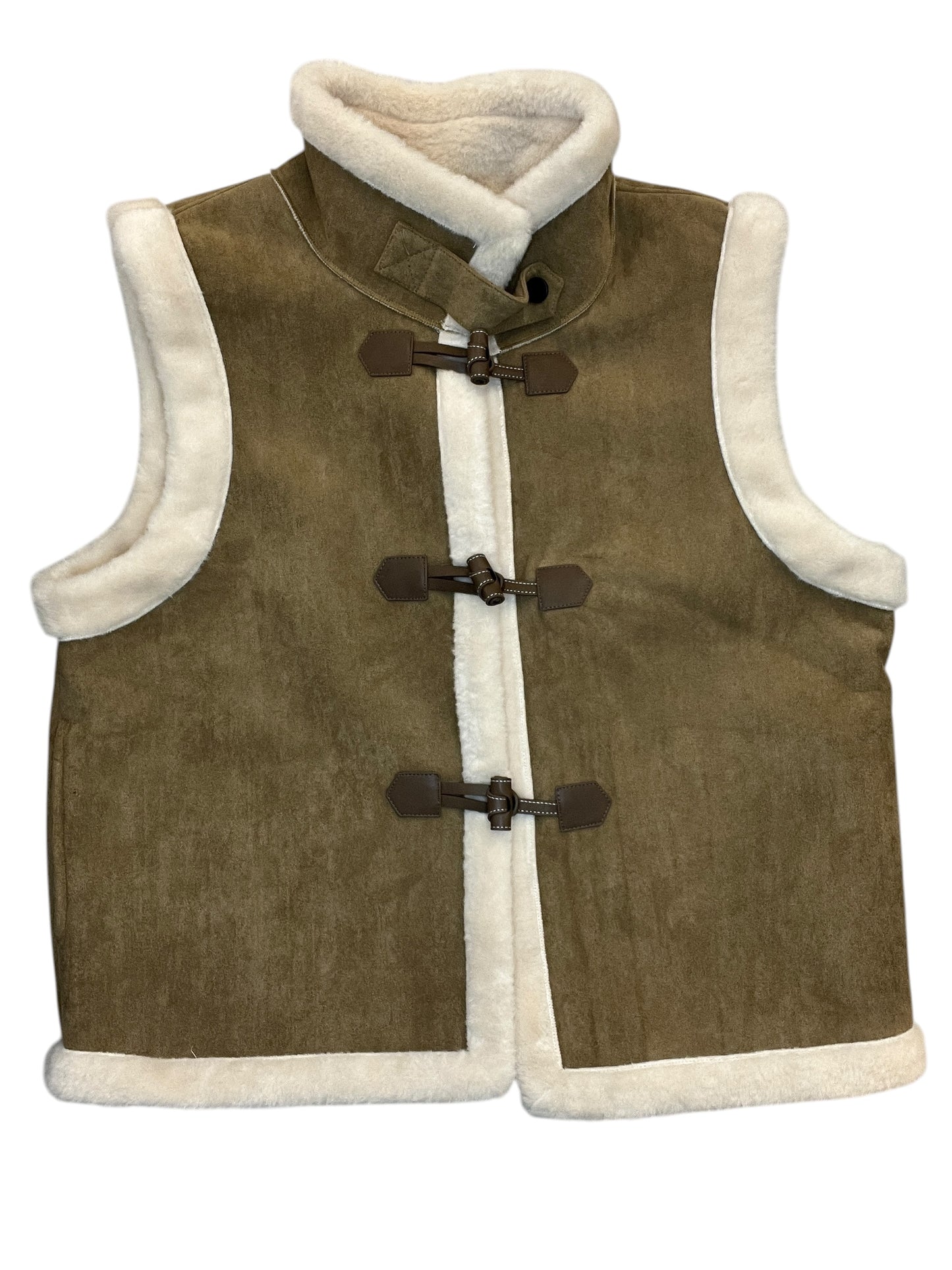 Vest Faux Fur & Sherpa By Lulus In Tan, Size:Xl