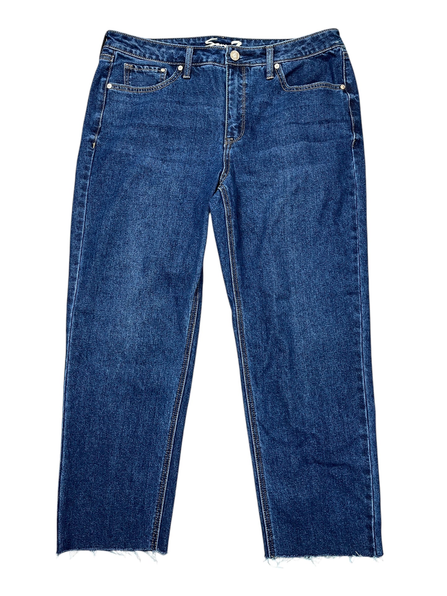 Jeans Straight By Seven 7 In Blue Denim, Size:12