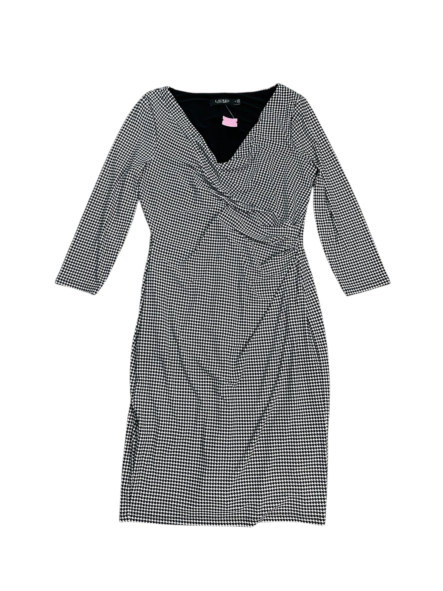 Dress Work By Lauren By Ralph Lauren In Black & White, Size:M