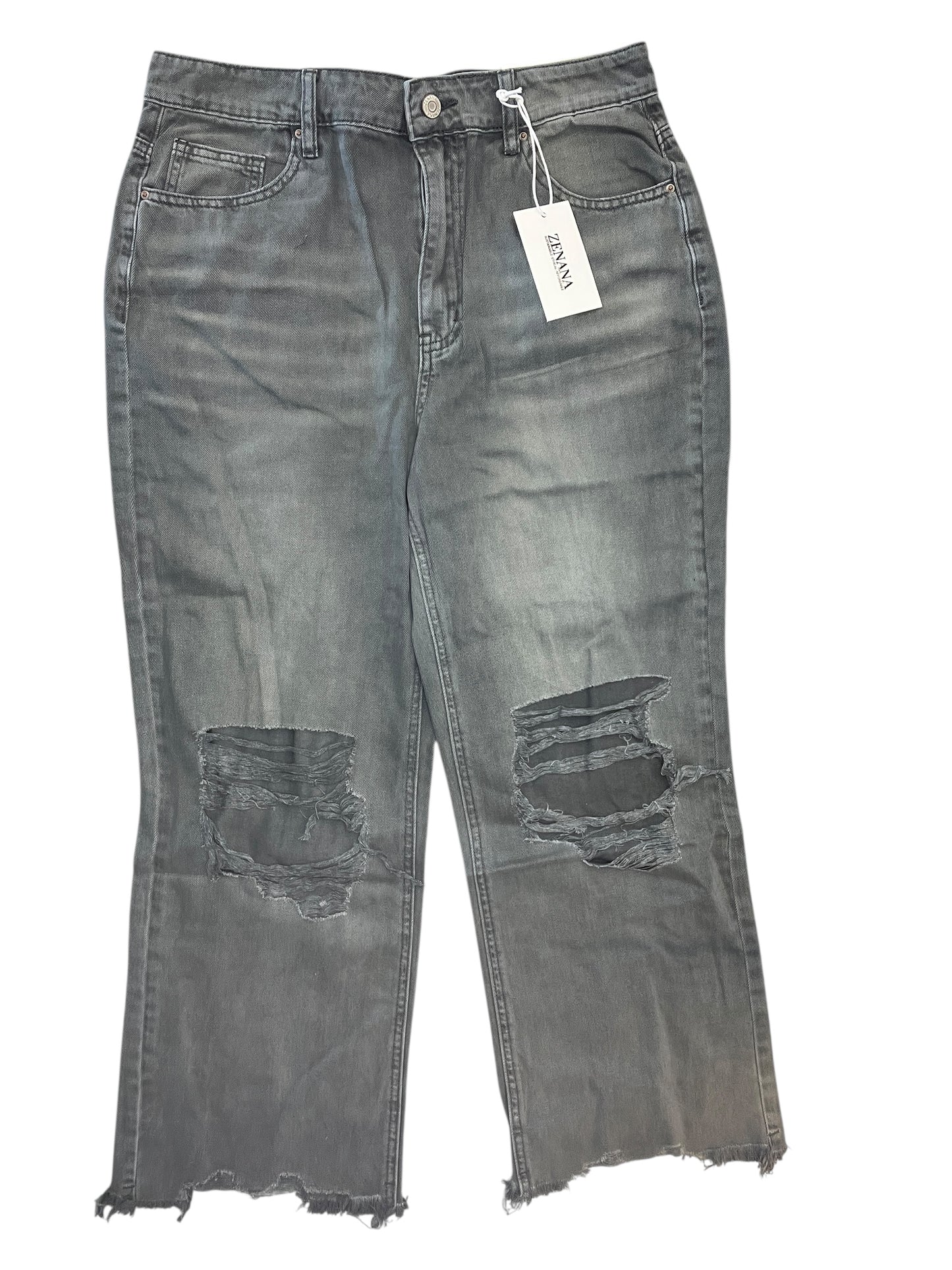 Jeans Wide Leg By Zenana In Grey, Size:10