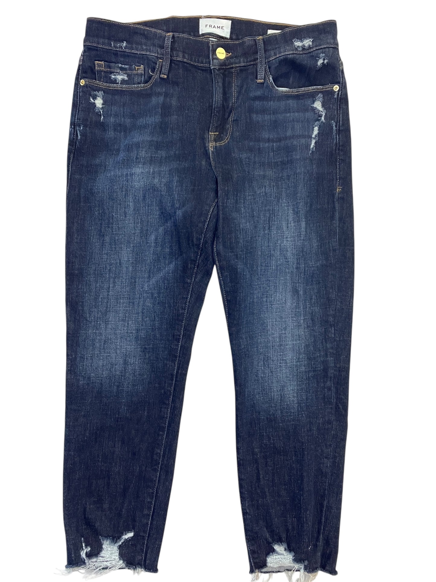 Jeans Cropped By Frame In Blue Denim, Size:6