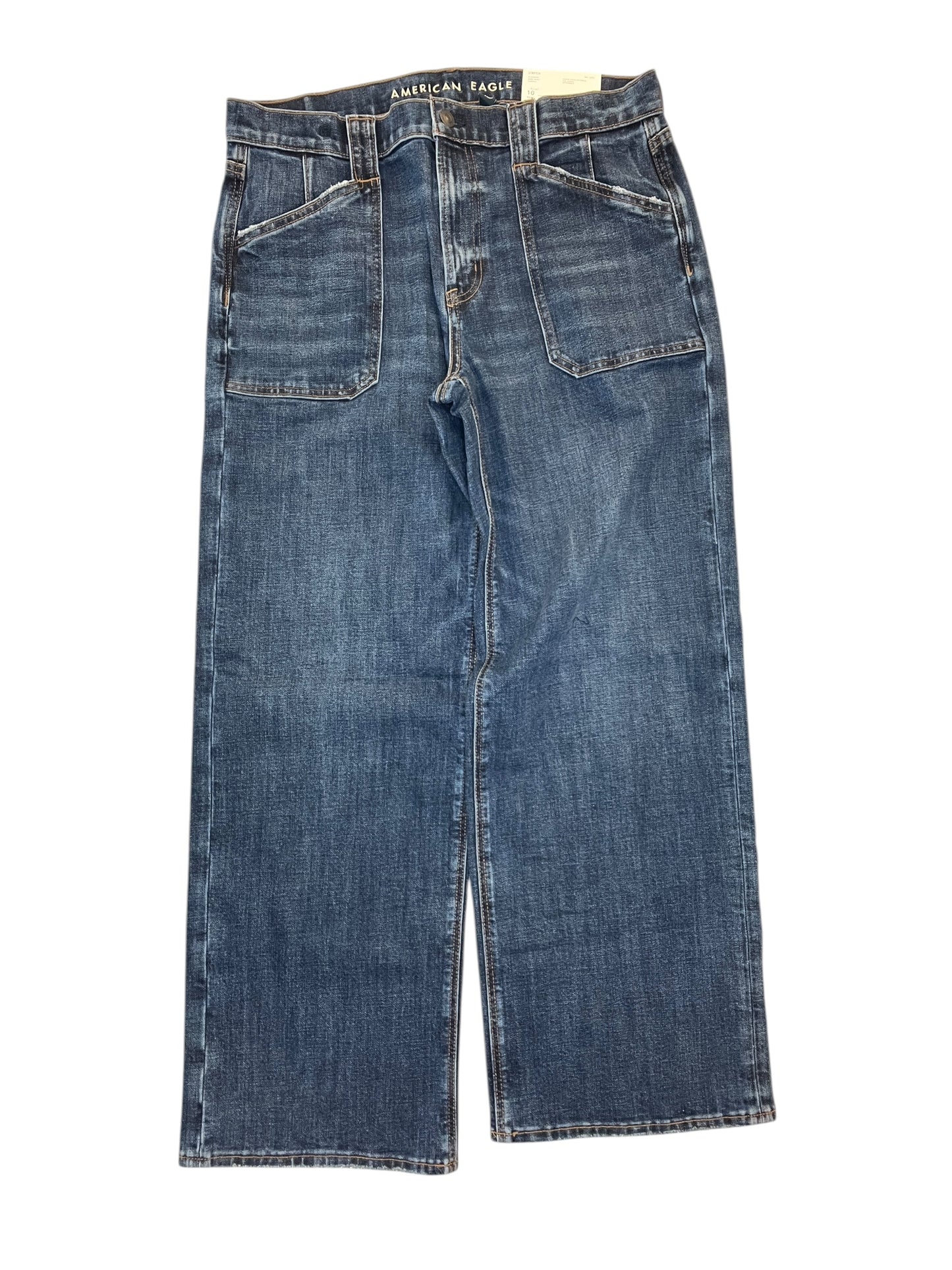 Jeans Wide Leg By American Eagle In Blue Denim, Size:10