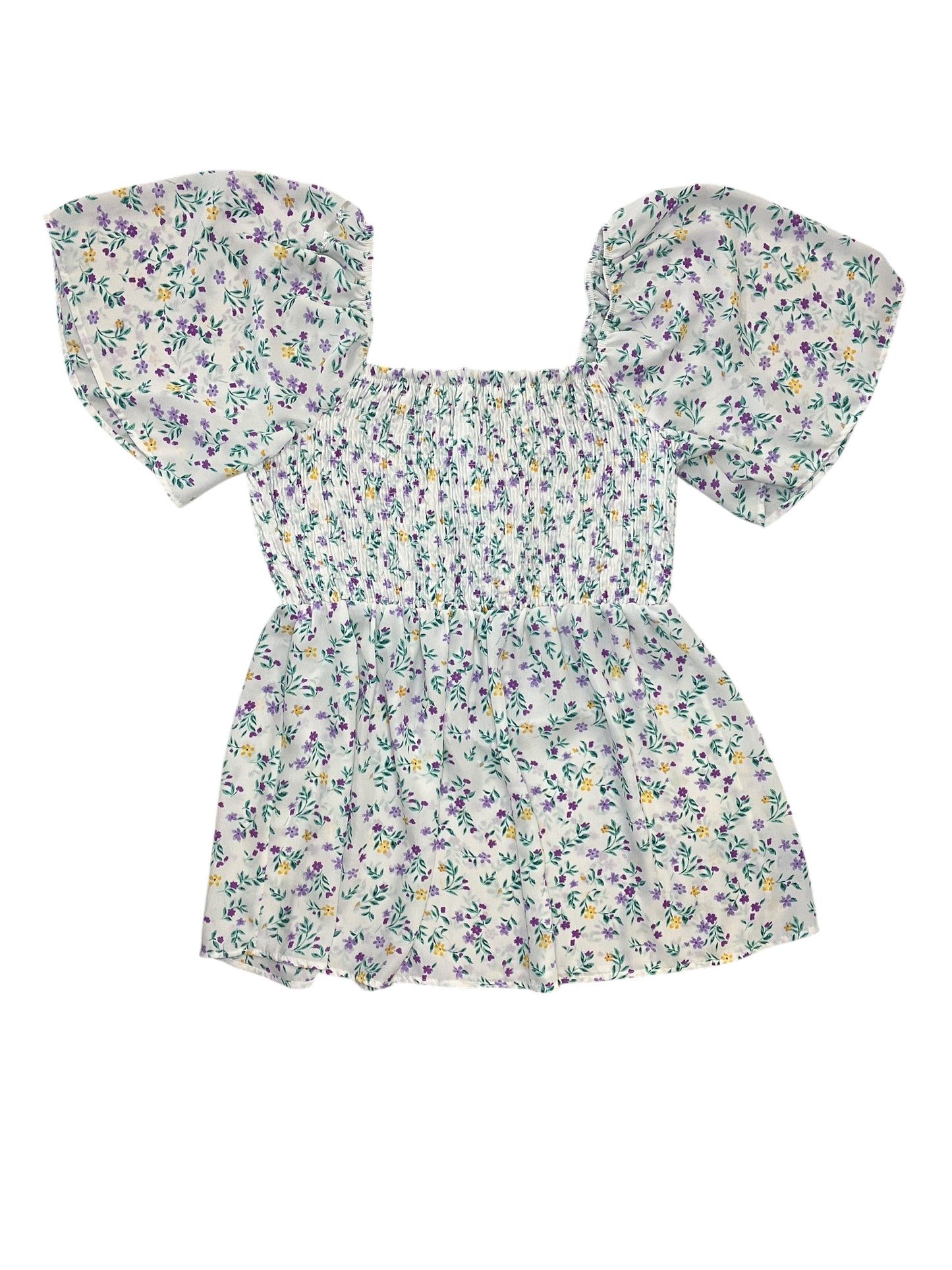Blouse Ss By Chicsoul In Floral Print, Size:1X