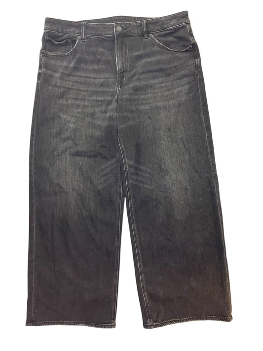 Jeans Wide Leg By American Eagle In Black Denim, Size:16