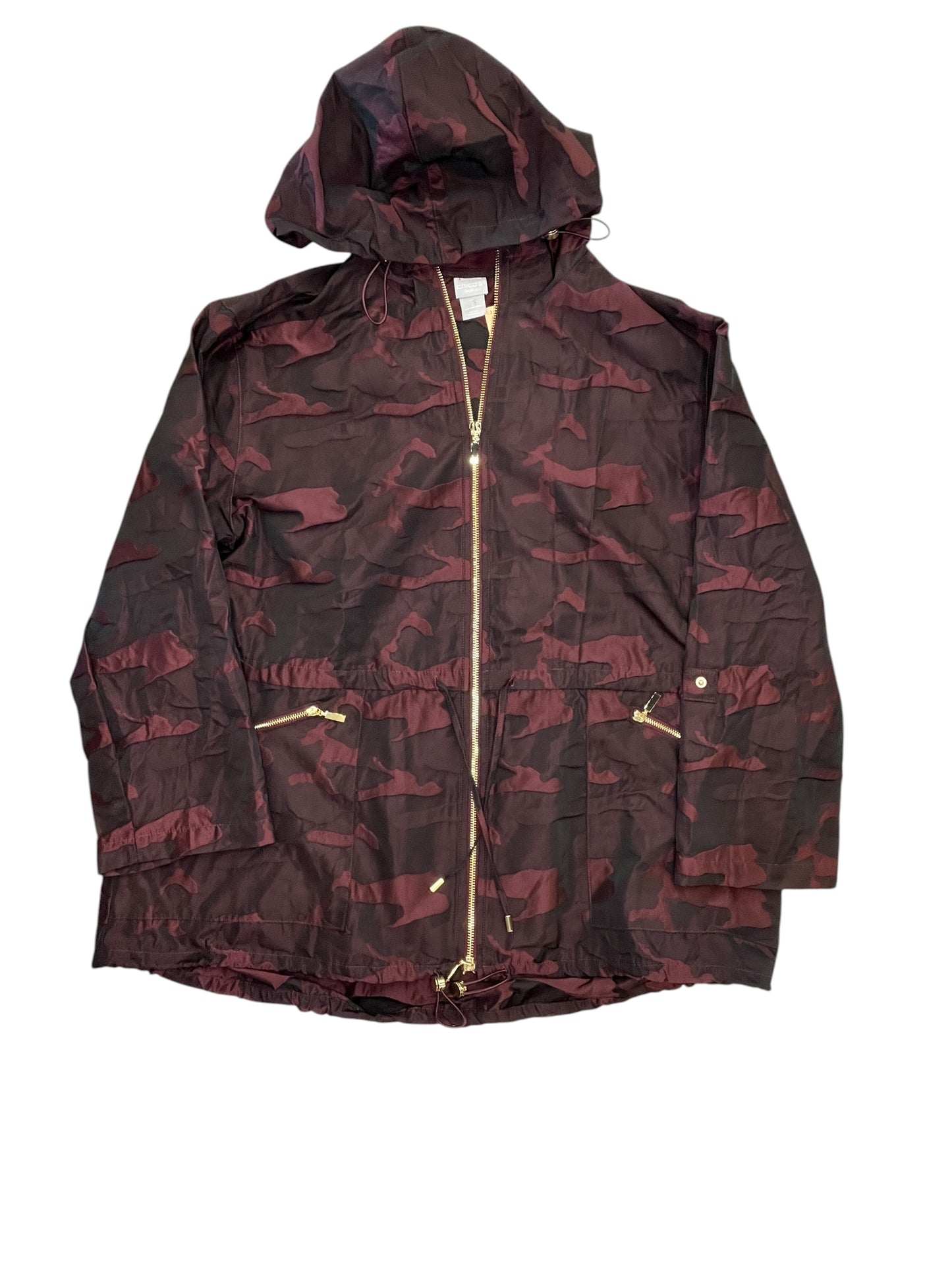 Jacket Windbreaker By Zenergy By Chicos In Camouflage Print, Size:L