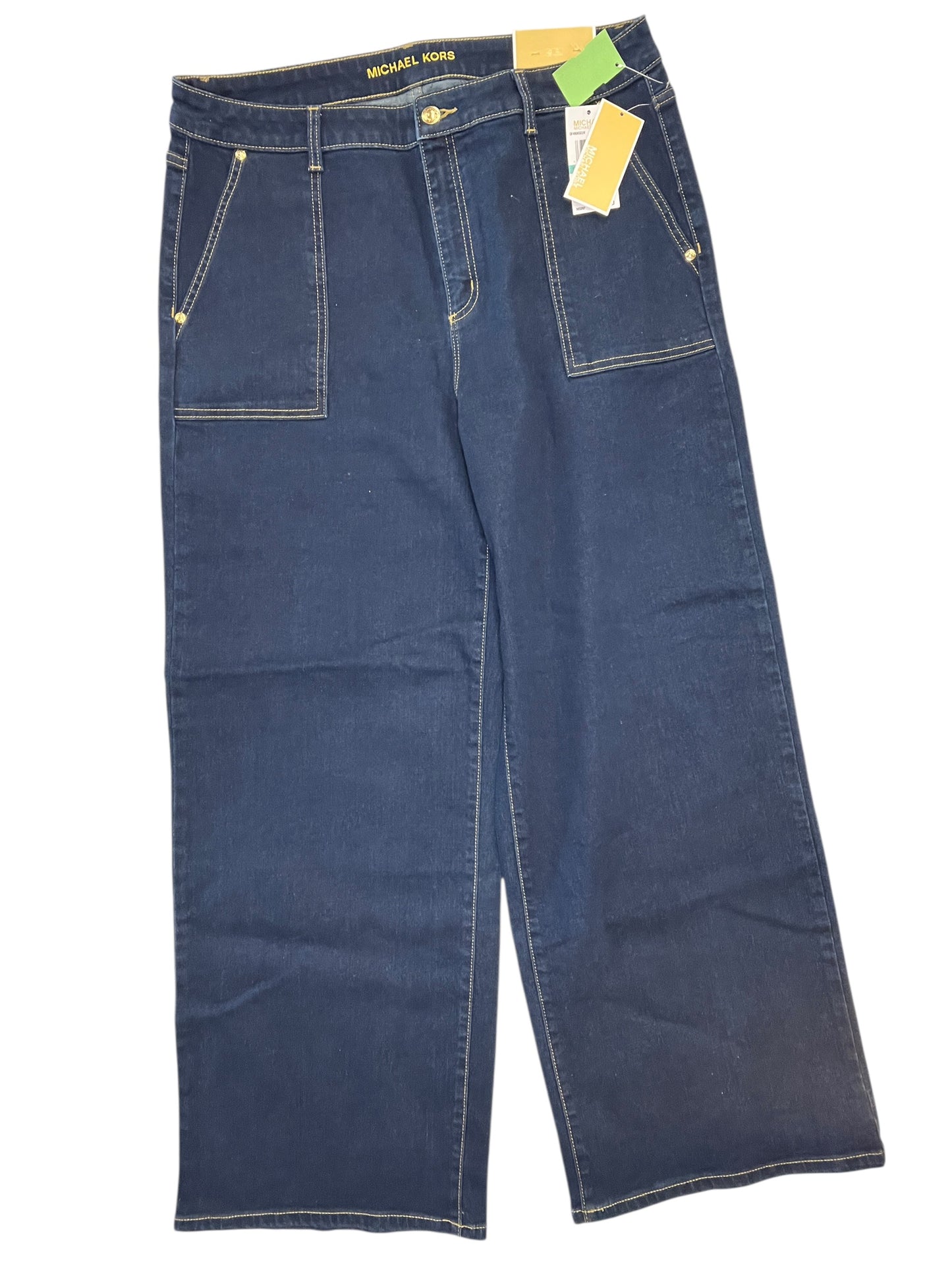 Jeans Wide Leg By Michael By Michael Kors In Blue Denim, Size:16