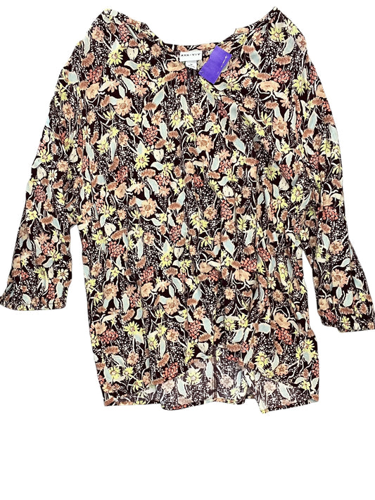 Blouse Ls By Ava & Viv In Purple, Size:1X