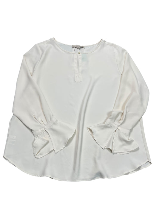 Blouse Ls By Loft In Cream, Size:Xl