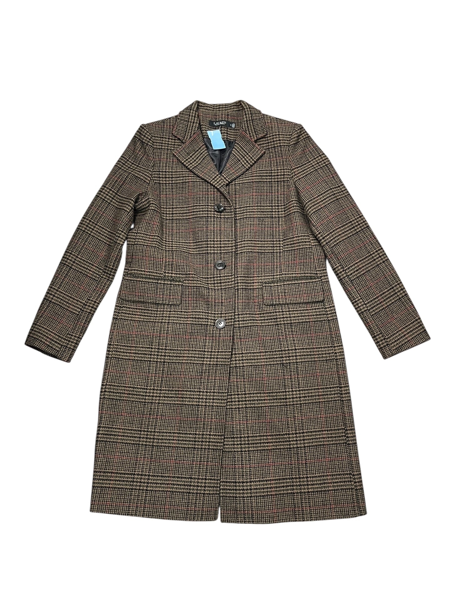 Coat Trench Coat By Lauren By Ralph Lauren In Plaid Pattern, Size:M