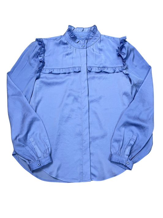 Blouse Ls By Ann Taylor In Blue, Size:Xs