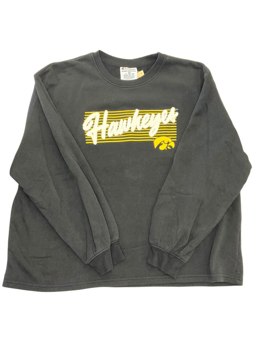 Athletic Top Ls Crewneck By Champion In Black, Size:2X