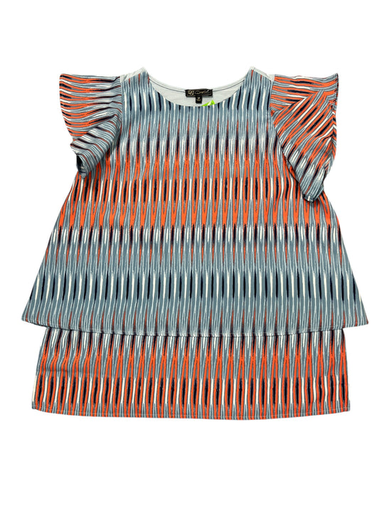 Blouse Sleeveless By Diane Gilman In Blue & Orange, Size:M