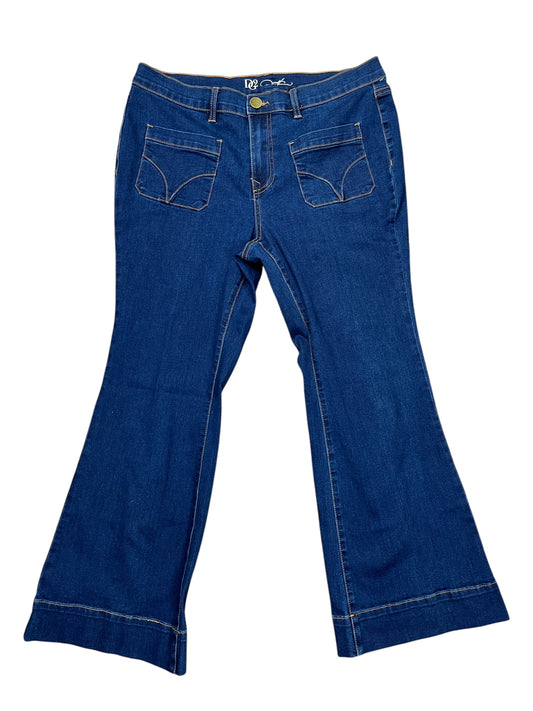 Jeans Flared By Diane Gilman In Blue Denim, Size:14P