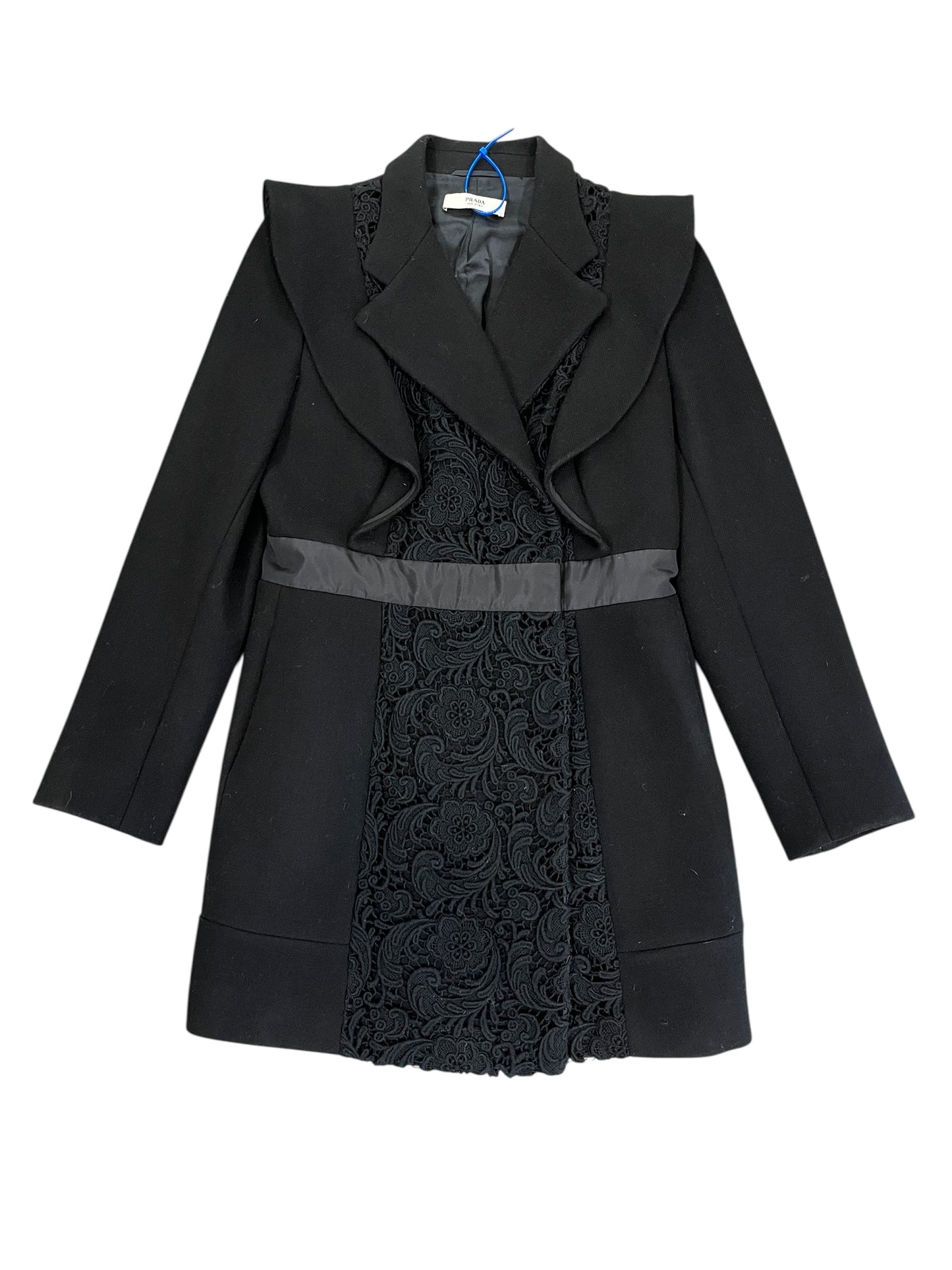 Coat Luxury Designer By Prada In Black, Size:S