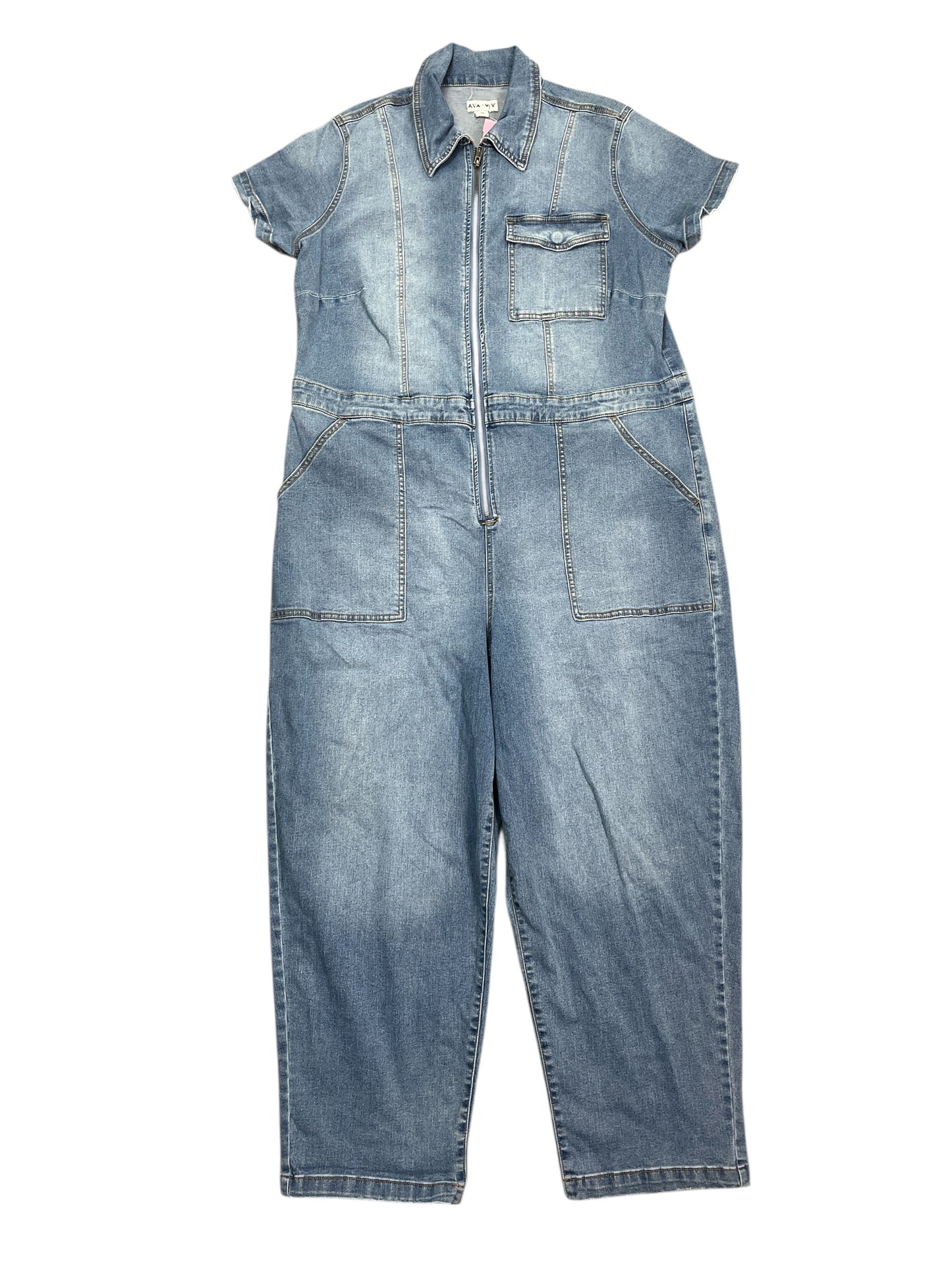 Jumpsuit By Ava & Viv In Blue Denim, Size:Xxl