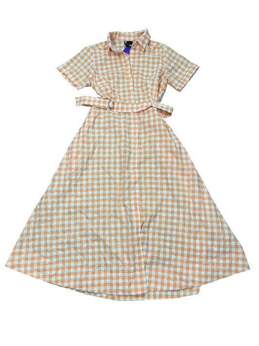 Dress Casual Midi By Cmc In Orange & White, Size:S