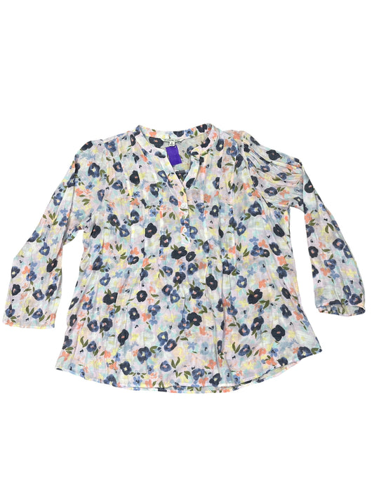 Blouse Ls By Zac And Rachel In Floral Print, Size:2X