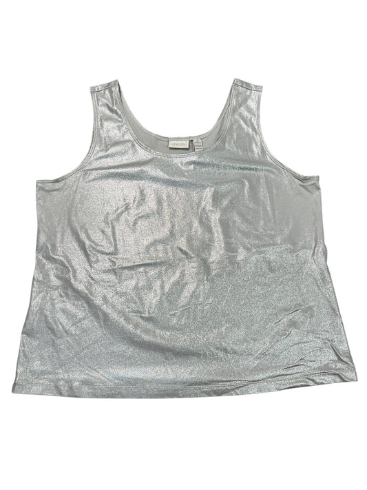 Blouse Sleeveless By Chicos In Silver, Size:1X