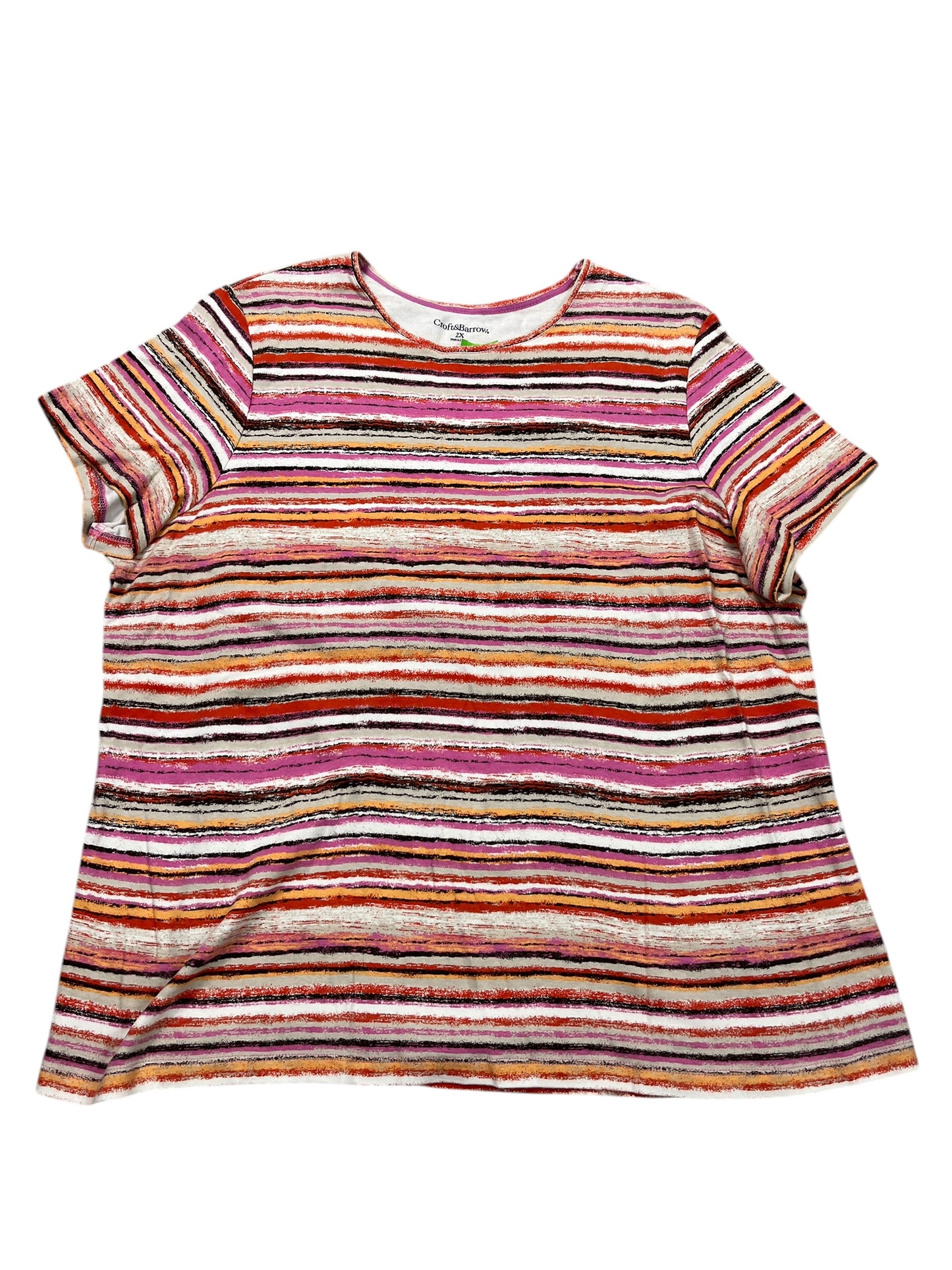 Top Ss By Croft And Barrow In Striped Pattern, Size:2X