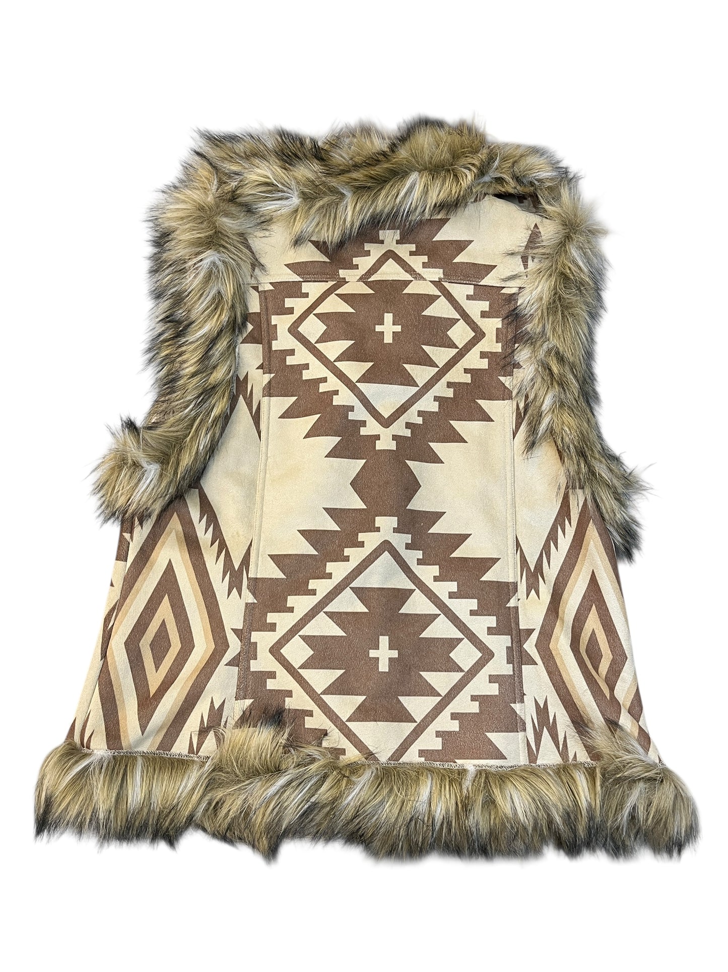 Vest Faux Fur & Sherpa By Clothes Mentor In Brown, Size:L