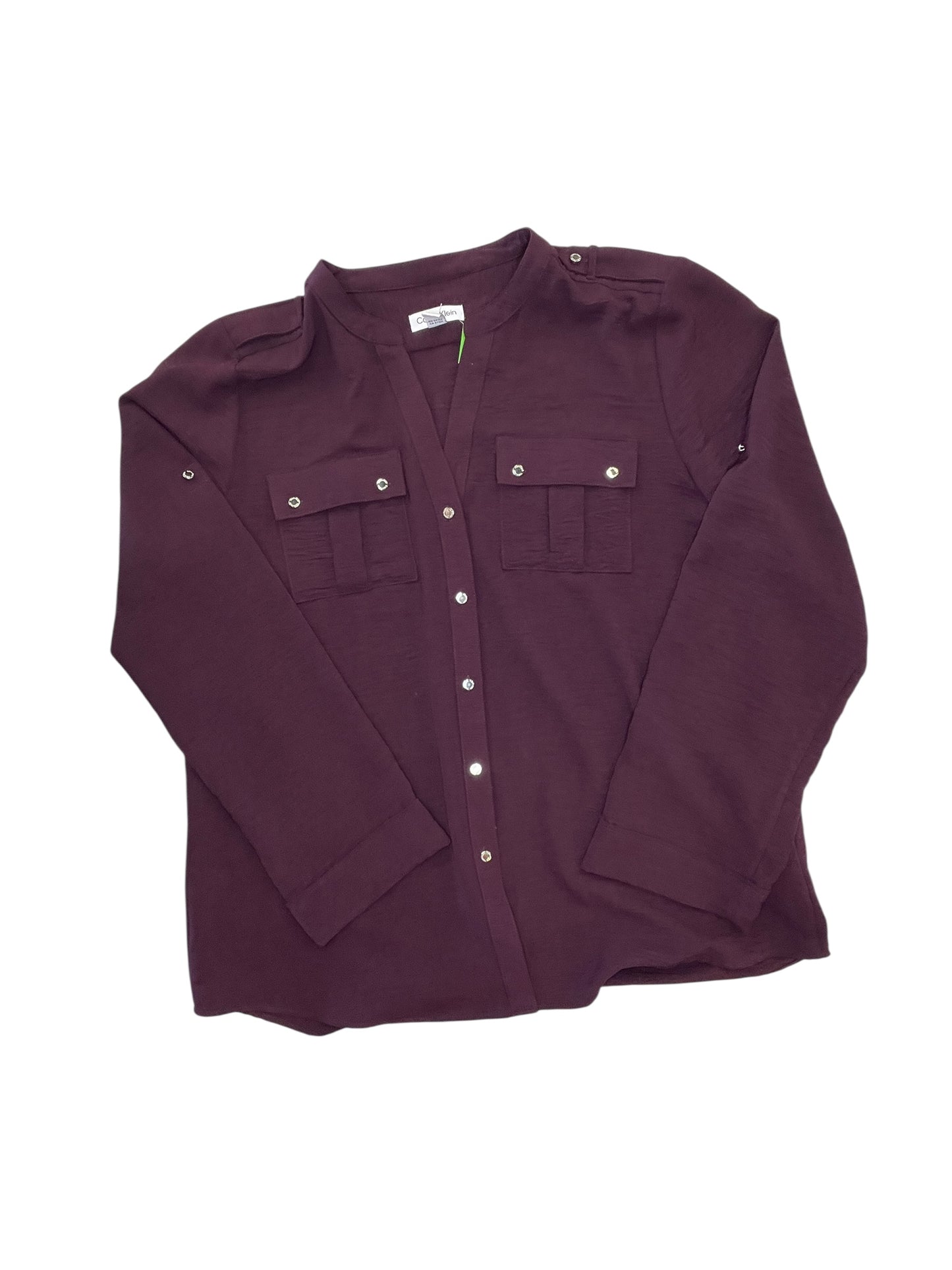 Blouse Ls By Calvin Klein In Purple, Size:Xl