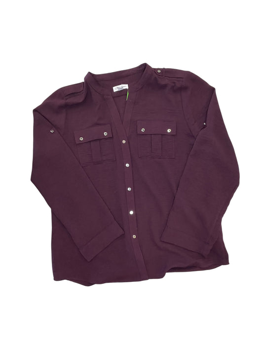 Blouse Ls By Calvin Klein In Purple, Size:Xl