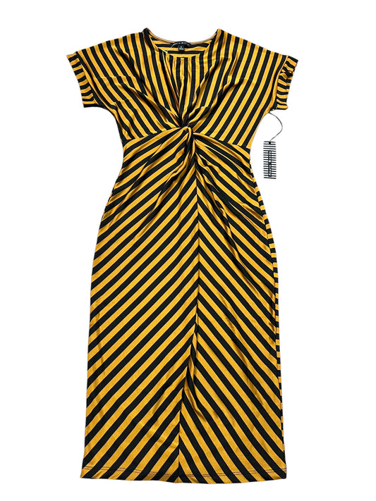 Dress Casual Midi By Haute Monde In Black & Gold, Size:S