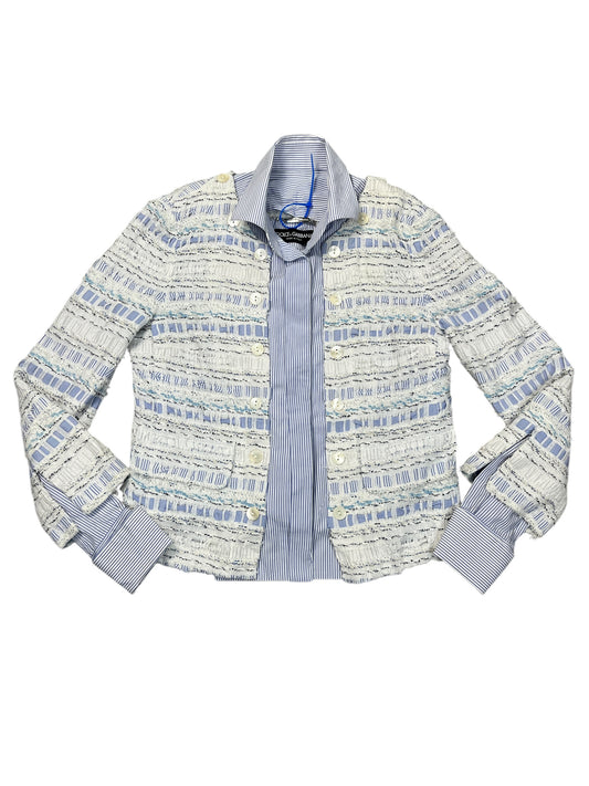 Jacket Luxury Designer By Dolce And Gabbana In Blue & White, Size:M