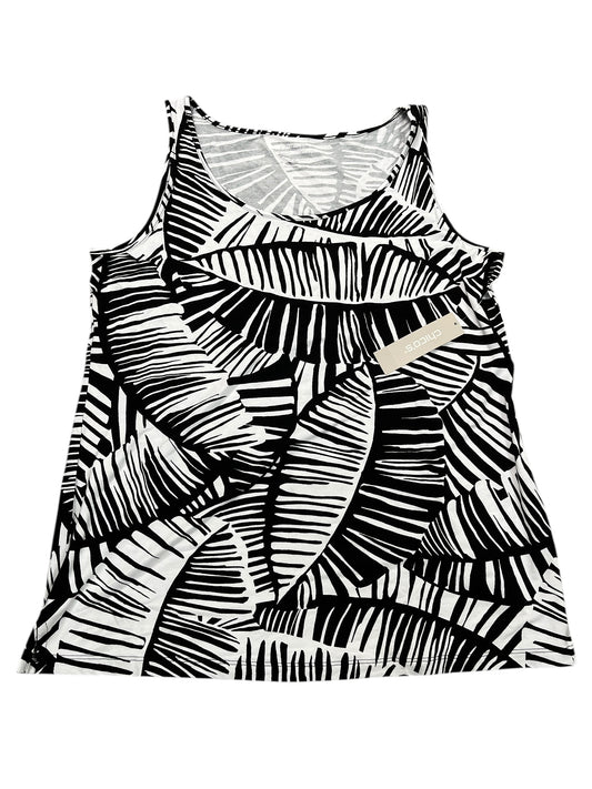 Top Sleeveless By Chicos In Black & White, Size:M