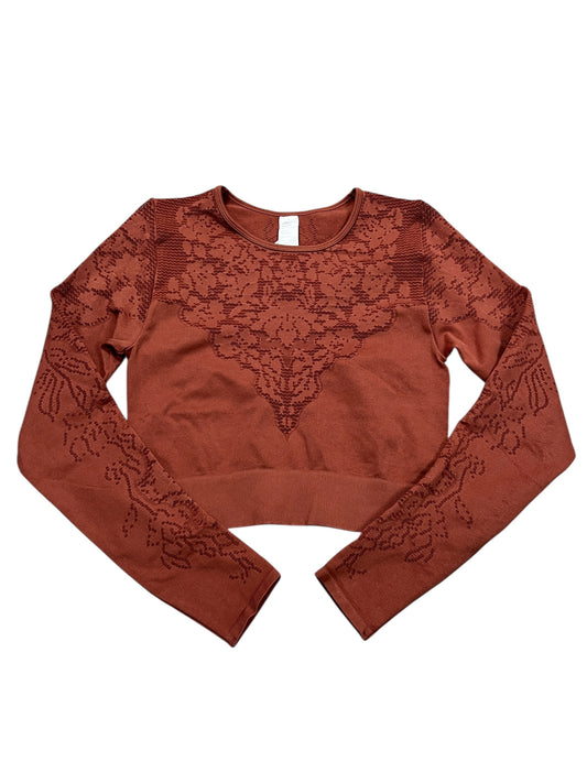 Athletic Top Ls Crewneck By Fabletics In Orange, Size:L