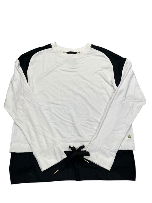 Athletic Top Ls Crewneck By Donna Karan In Black & White, Size:M