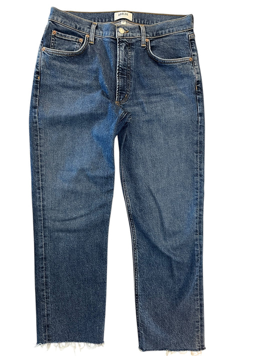 Jeans Cropped By Agolde In Blue Denim, Size:8