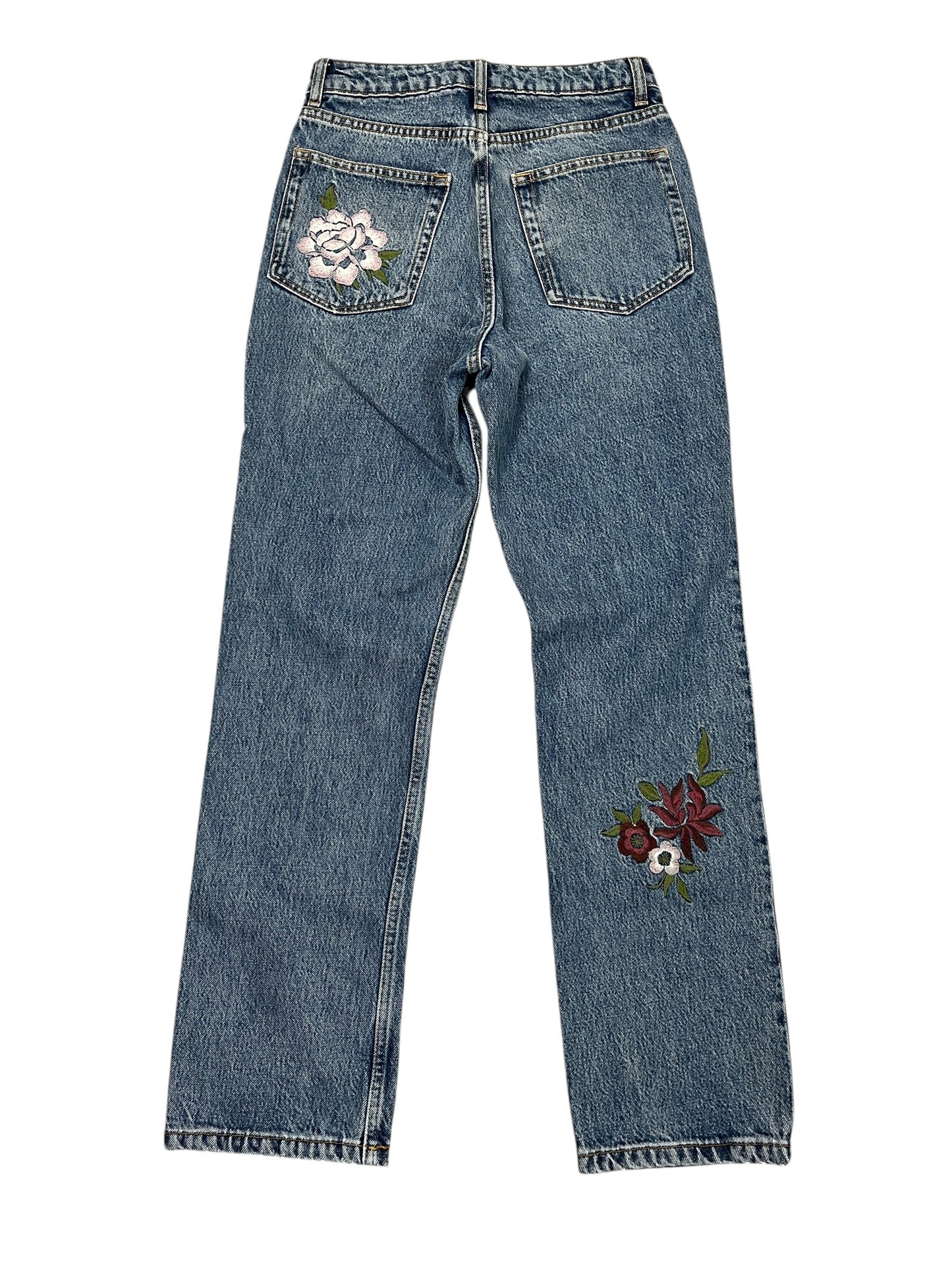 Jeans Straight By Reformation In Blue Denim, Size:0
