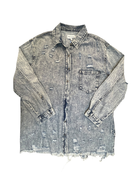 Jacket Denim By Risen In Blue Denim, Size:L