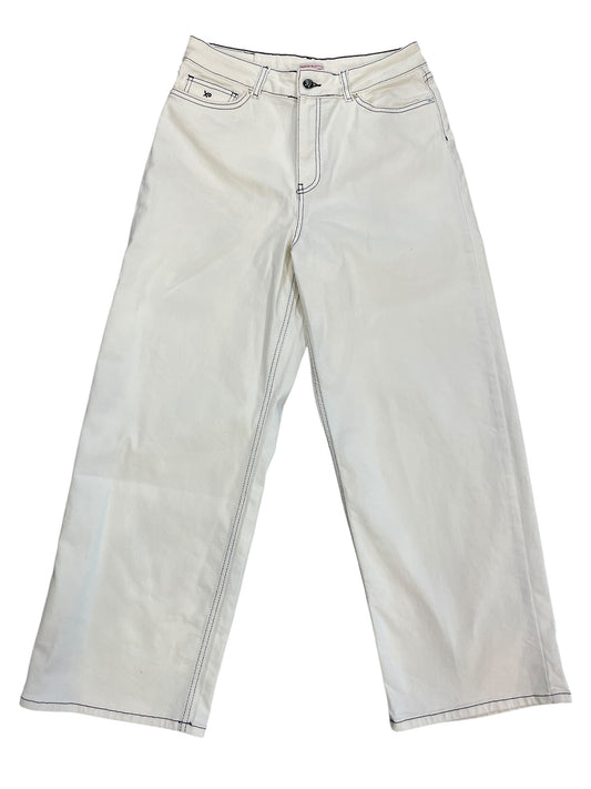 Jeans Wide Leg By FRANCES VALENTINE In White Denim, Size:10