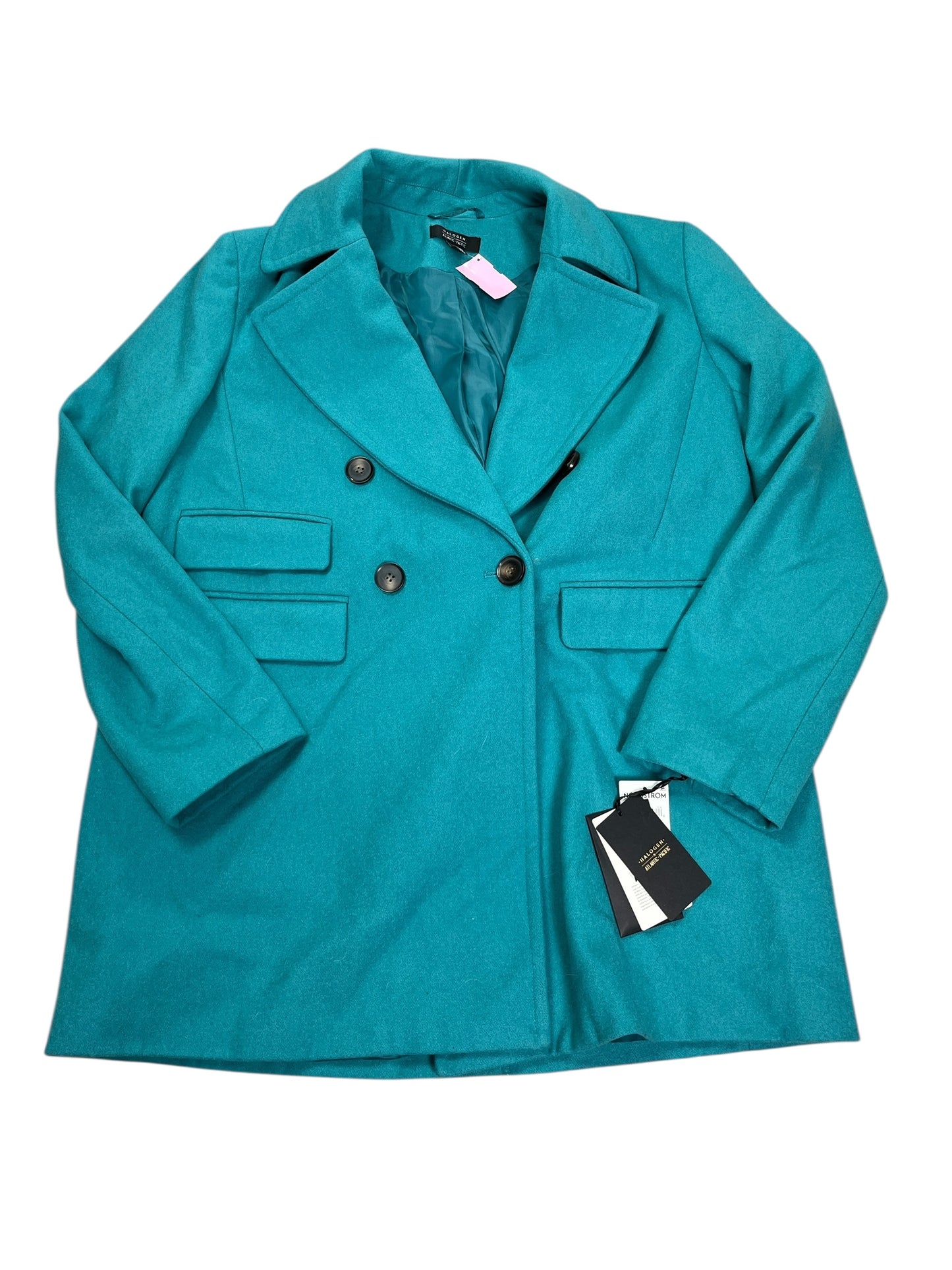 Coat Peacoat By Halogen In Teal, Size:Xl