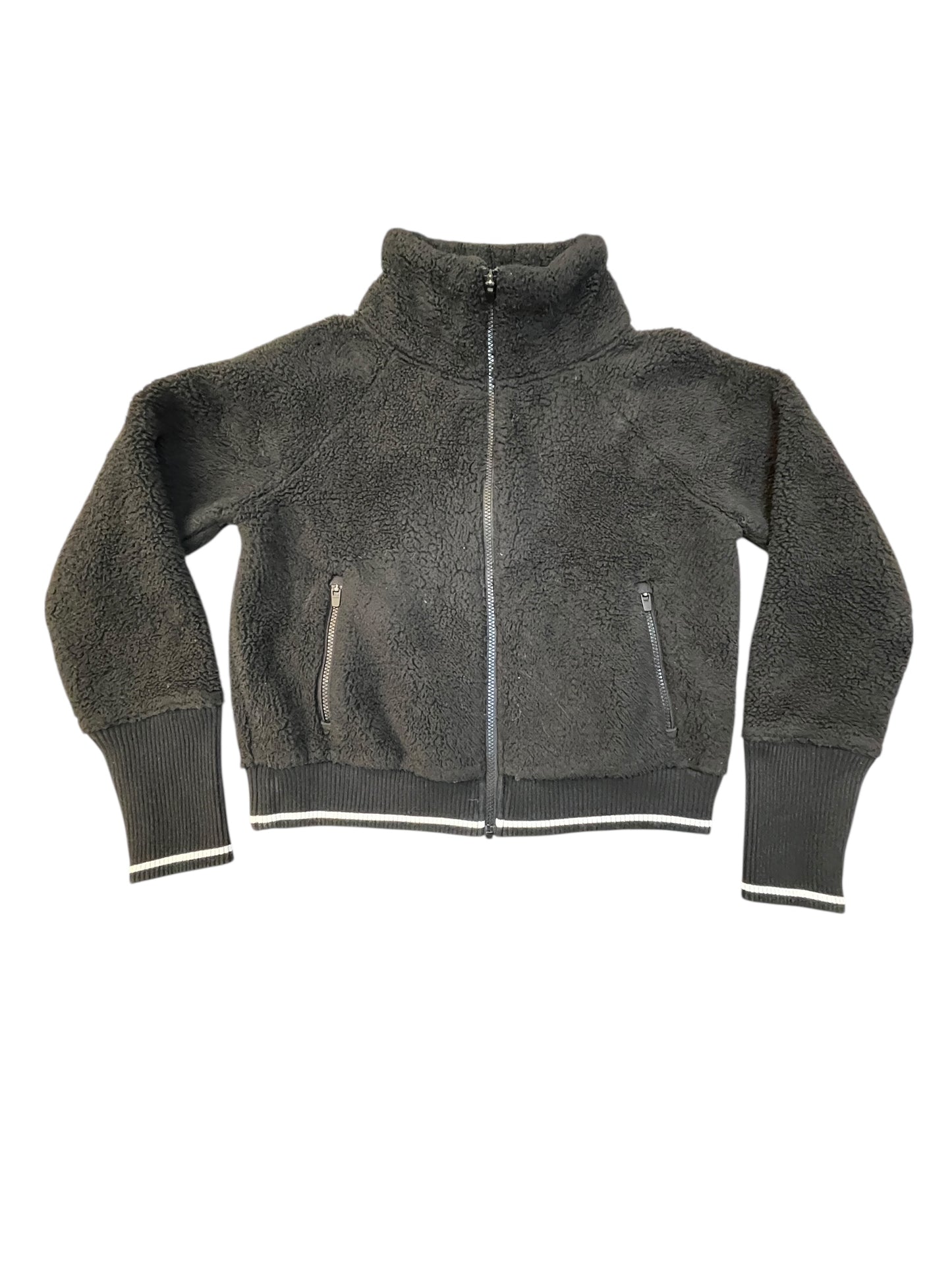 Jacket Faux Fur & Sherpa By Athleta In Black, Size:S