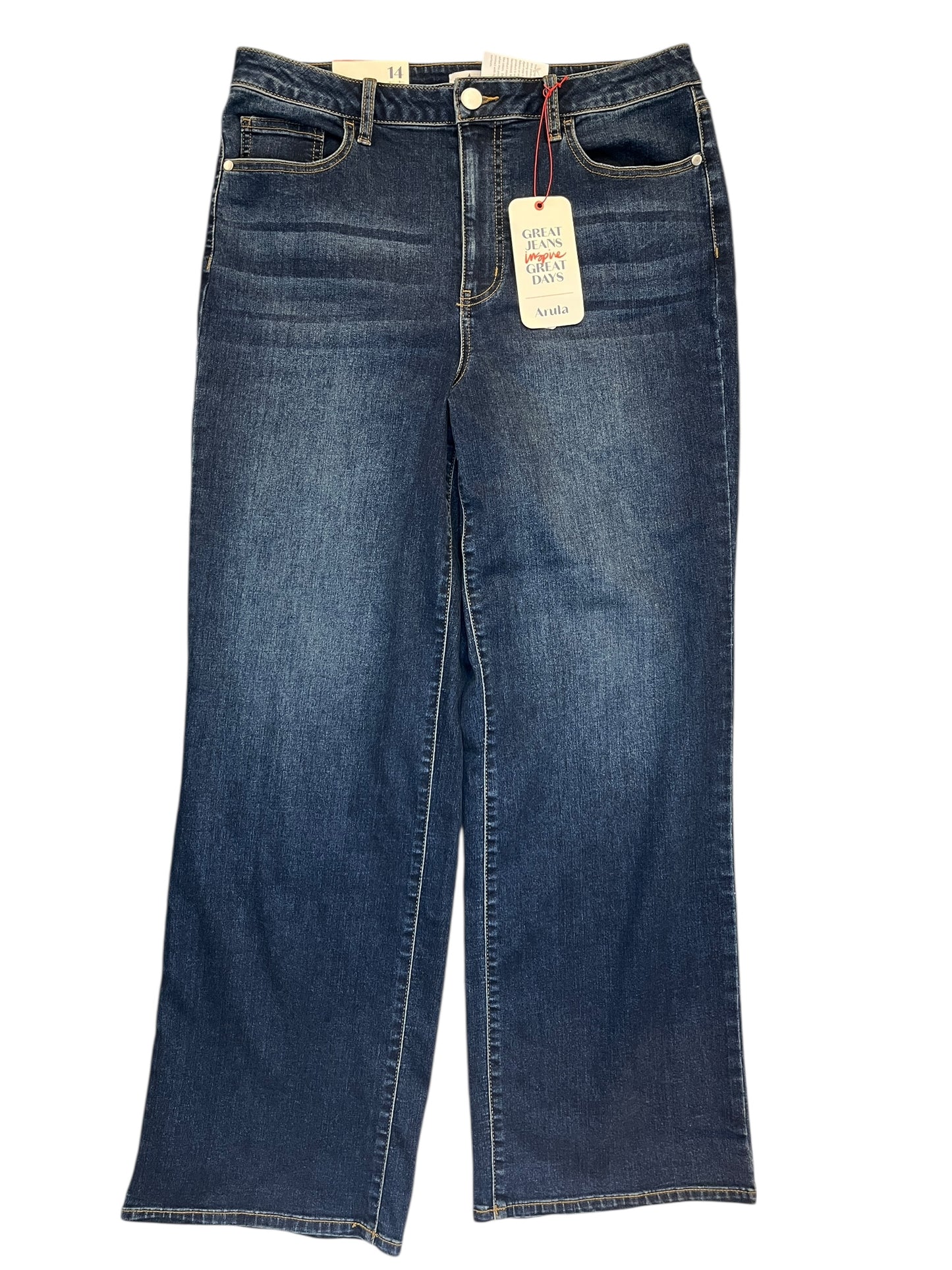 Jeans Wide Leg By Arula In Blue Denim, Size:14