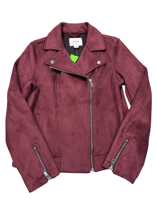 Jacket Moto By Old Navy In Maroon, Size:Xs