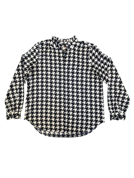 Blouse Ls By Ann Taylor In Black & White, Size:L