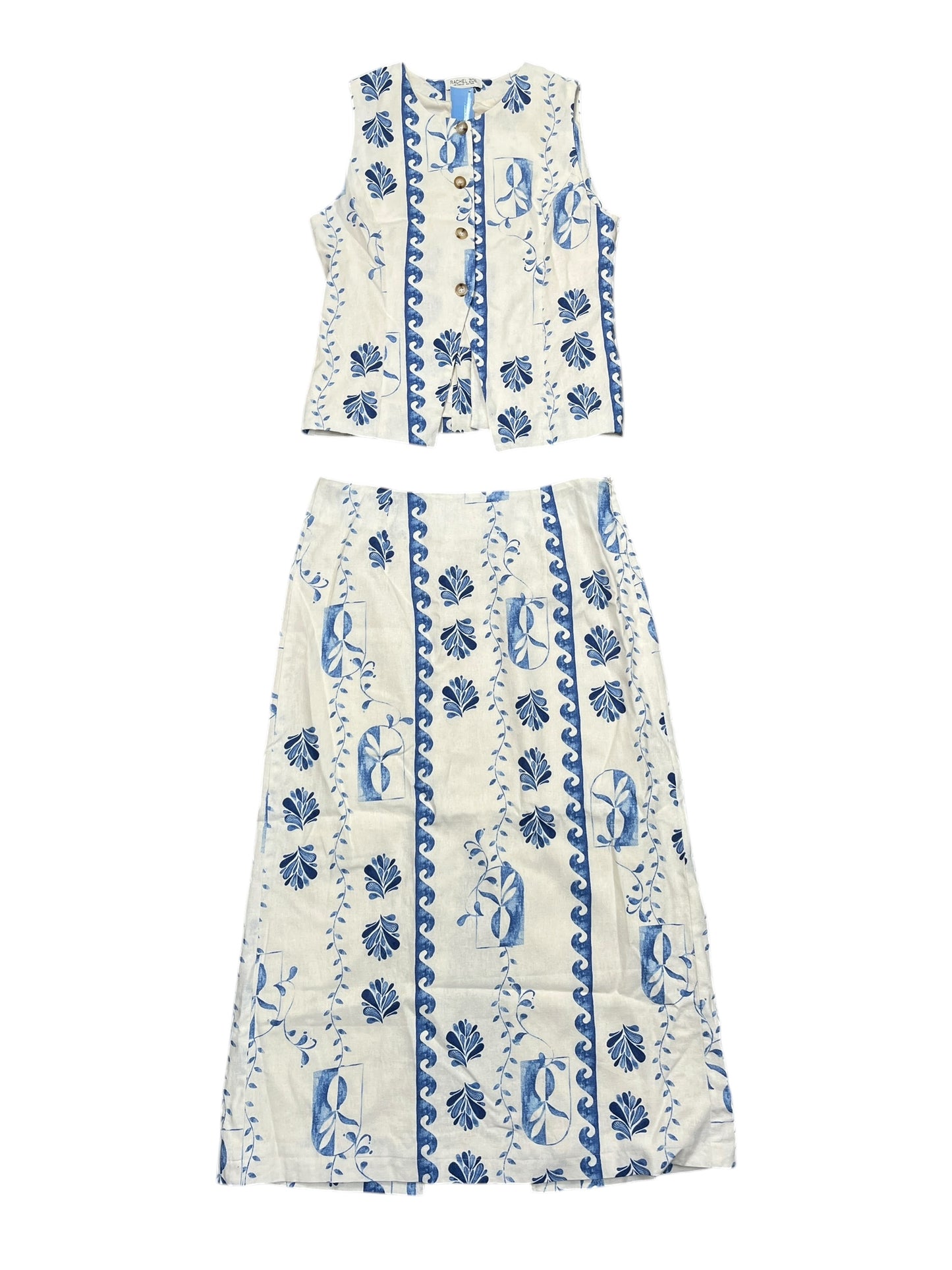 Pants Set 2Pc By Rachel Zoe In Blue & White, Size:M